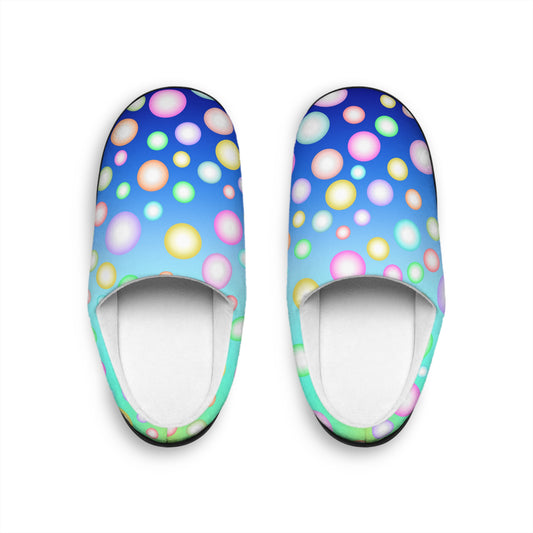 Shiny Bubbles Blue Women's Indoor Slippers