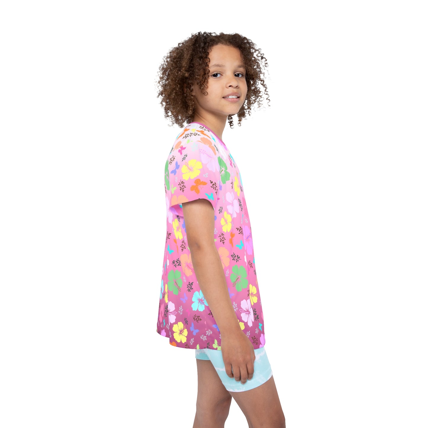 Pink Flower Kids Sports Jersey