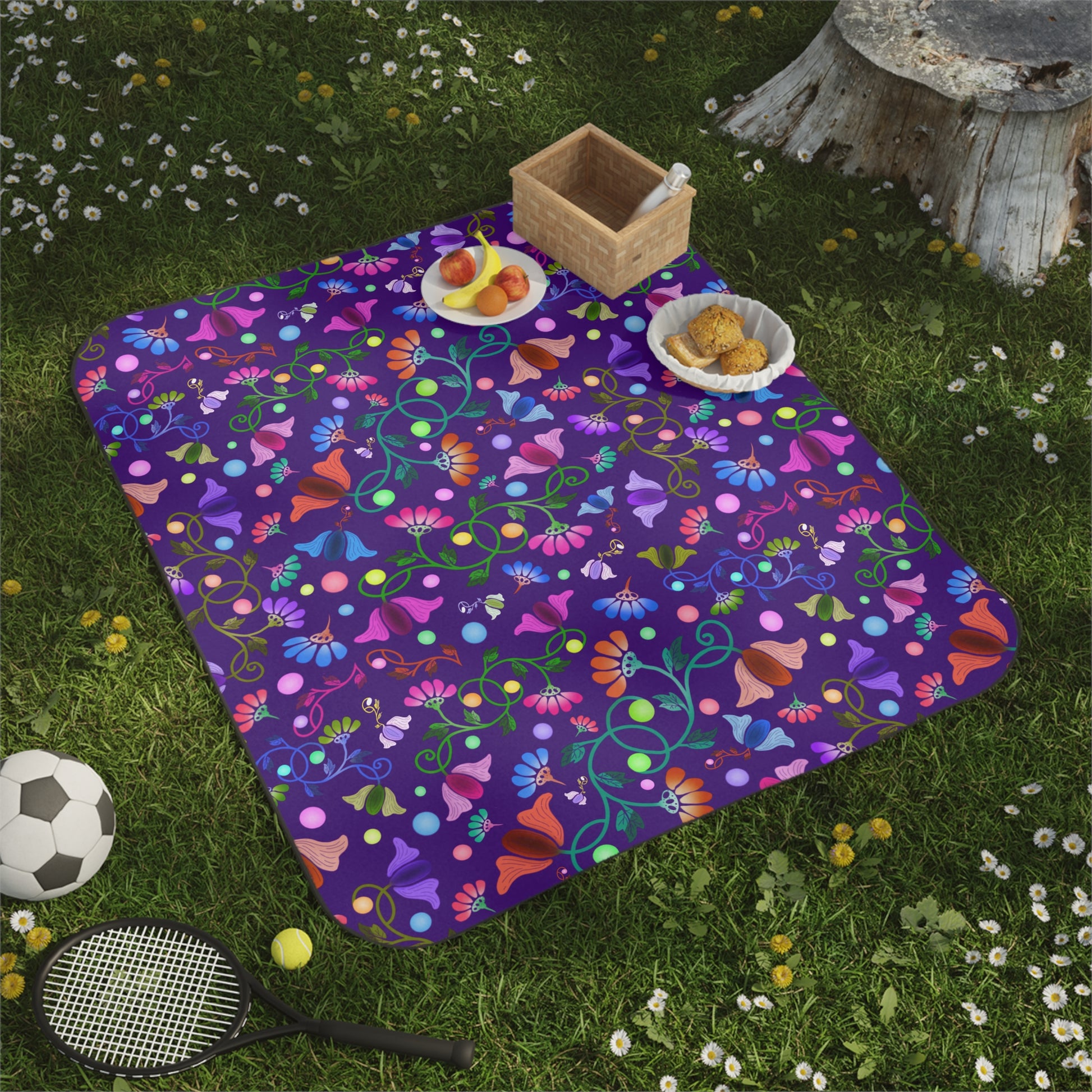 Flowers with Vines Picnic Blanket