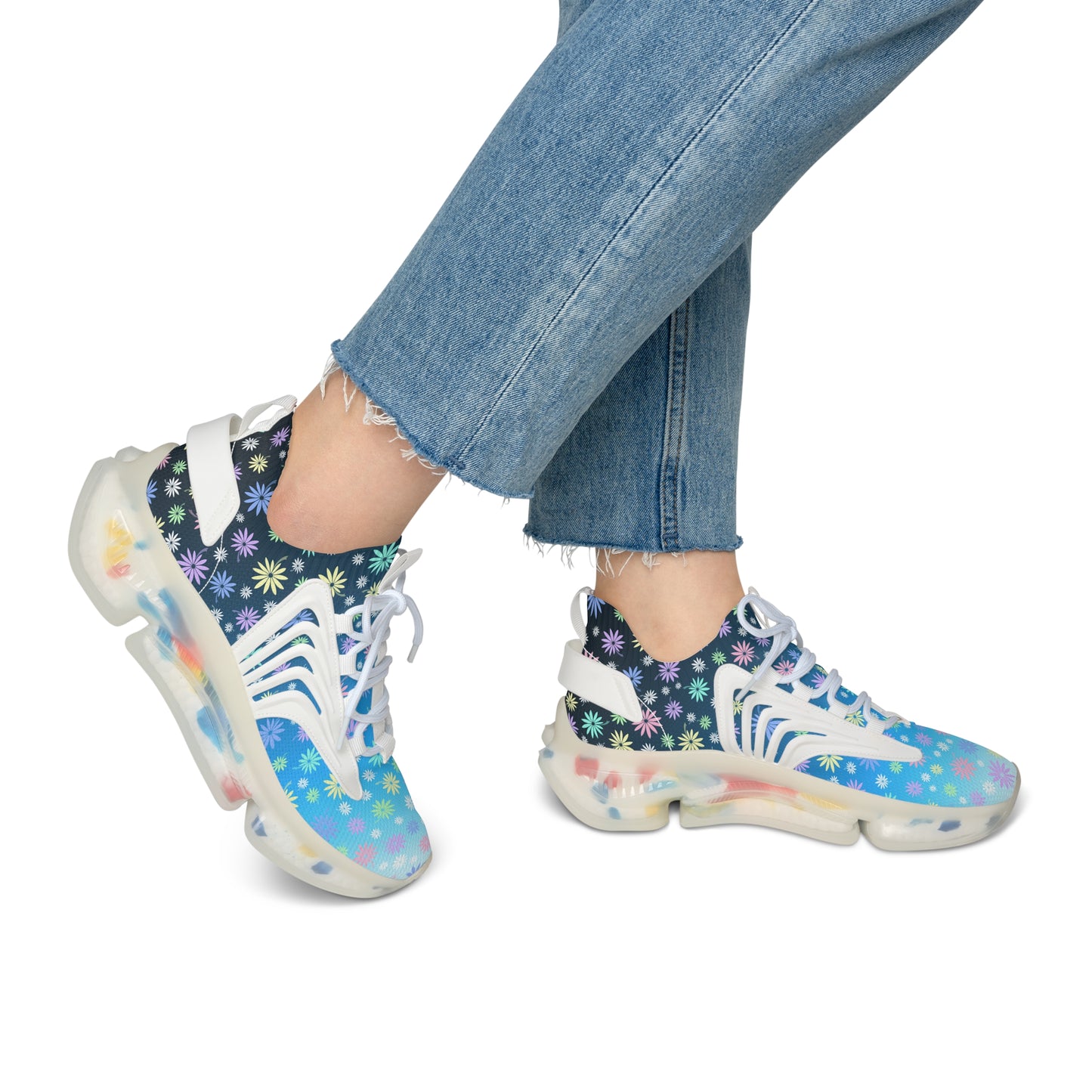 Flower Women's Mesh Sneakers Blue