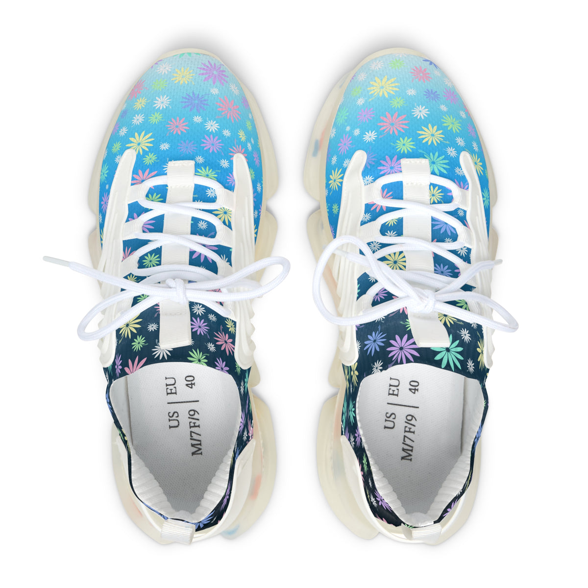Flower Women's Mesh Sneakers Blue