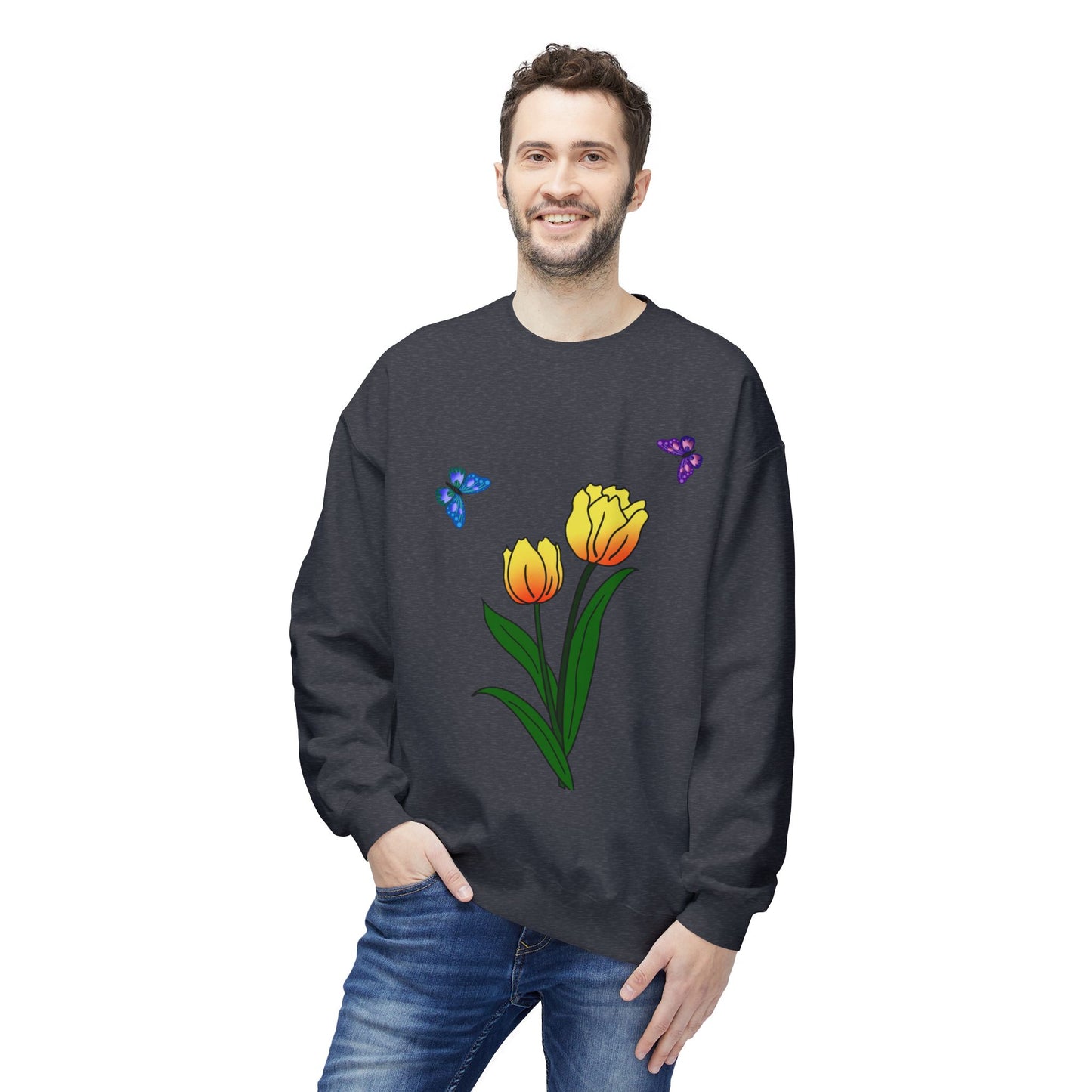 Tulip Butterfly Flower Crewneck Sweatshirt