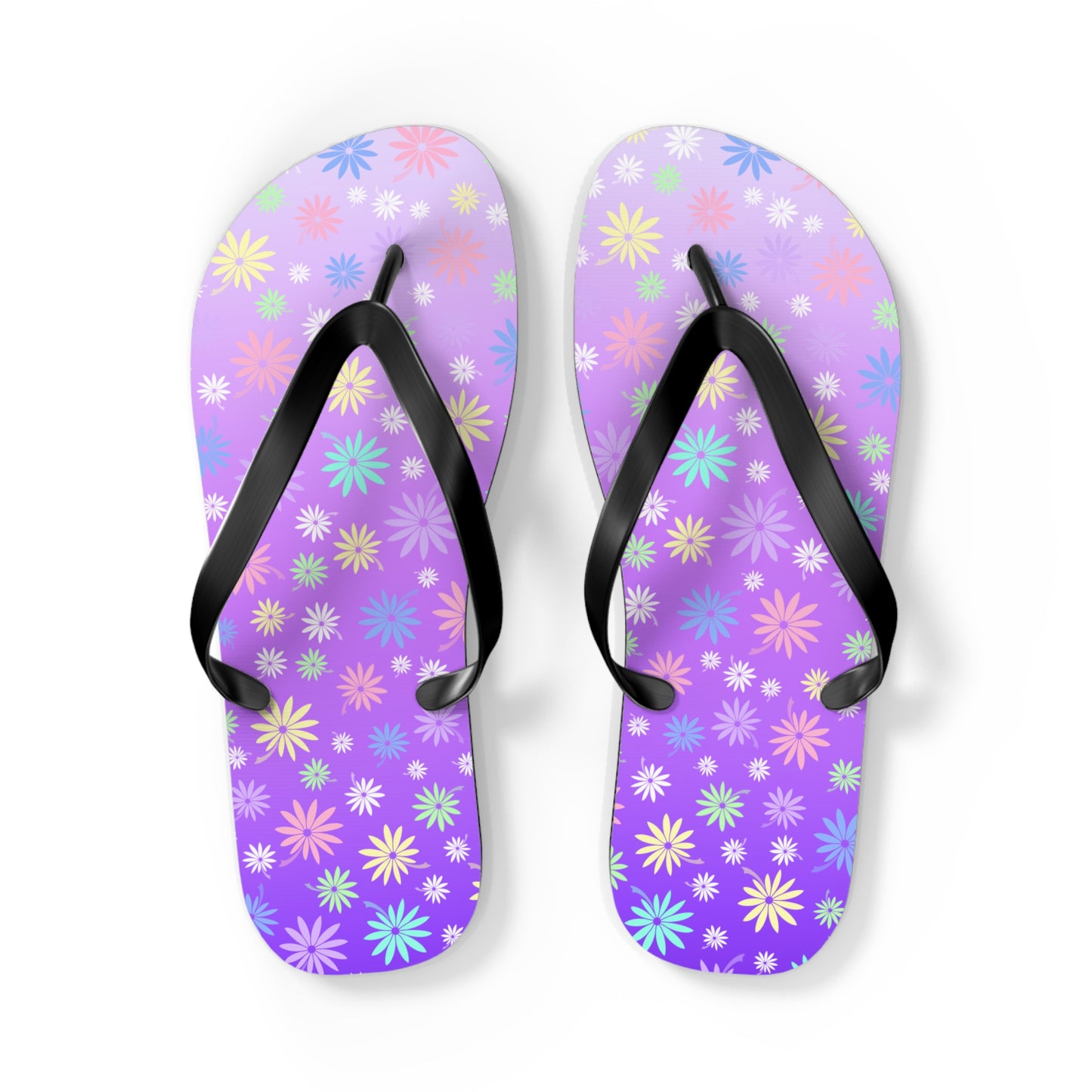 Colorful Flowers Purple Flip Flops