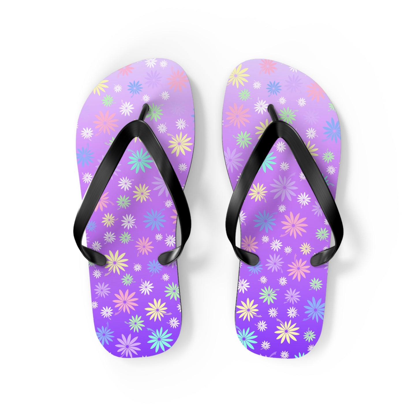 Colorful Flowers Purple Flip Flops