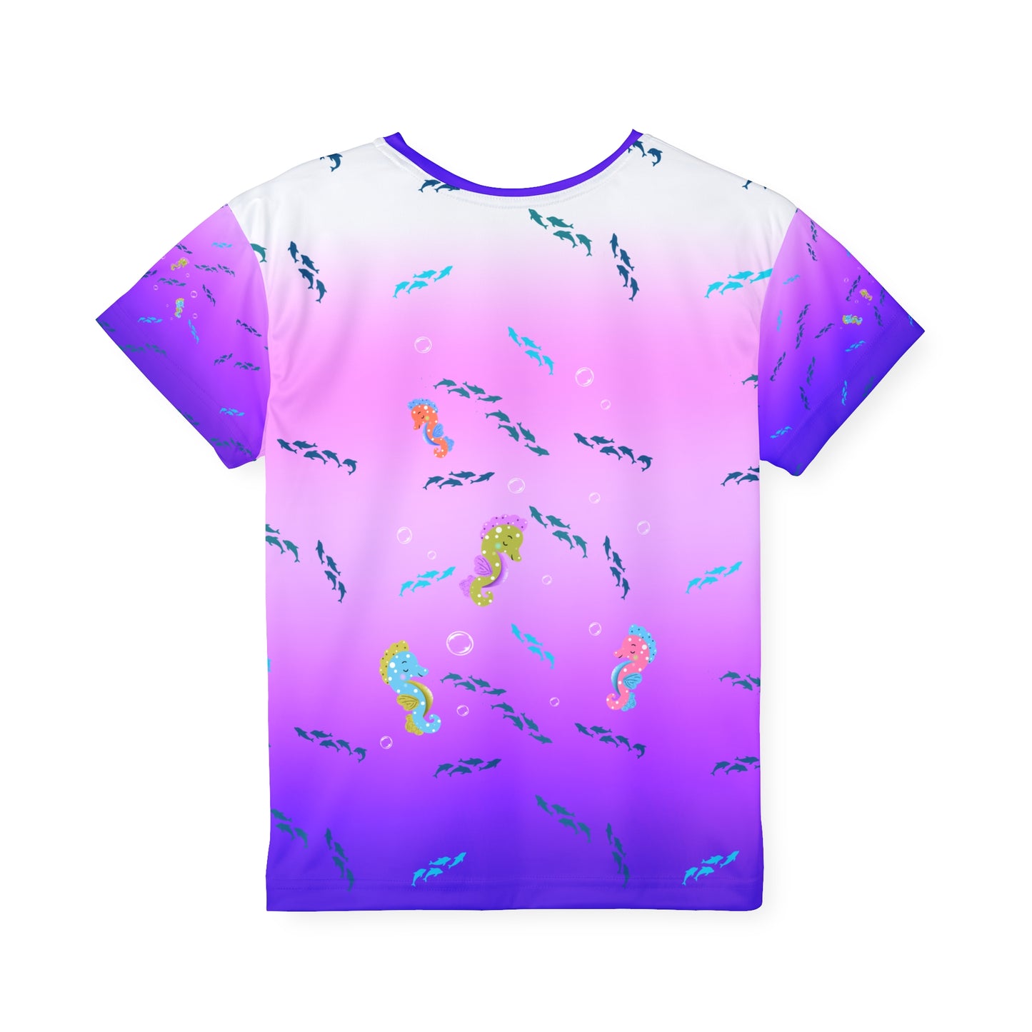 Seahorse Dolphin Kids Sports Jersey Purple