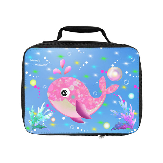 Pink Whale Blue Ocean Lunch Bag