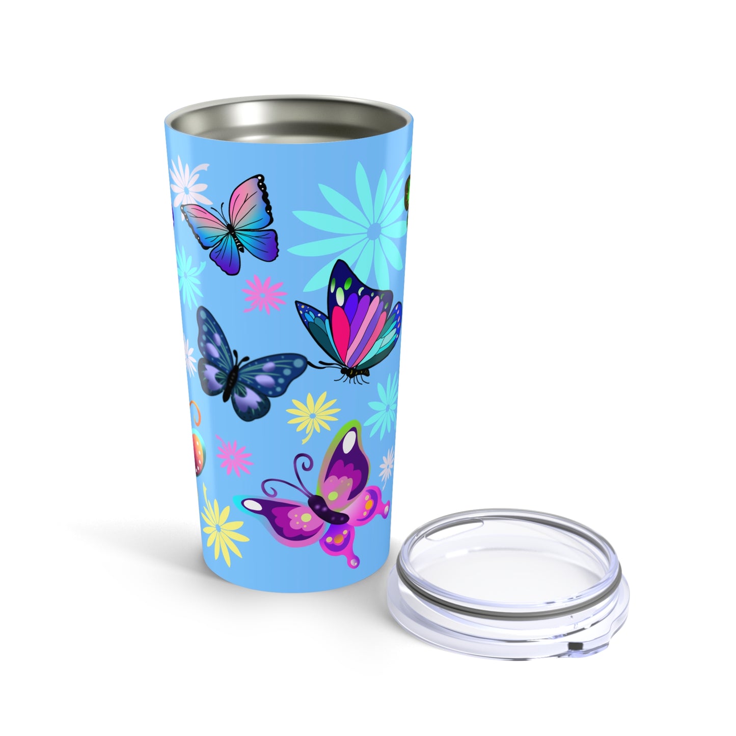 Butterfly Floral Light Blue Tumbler 20oz