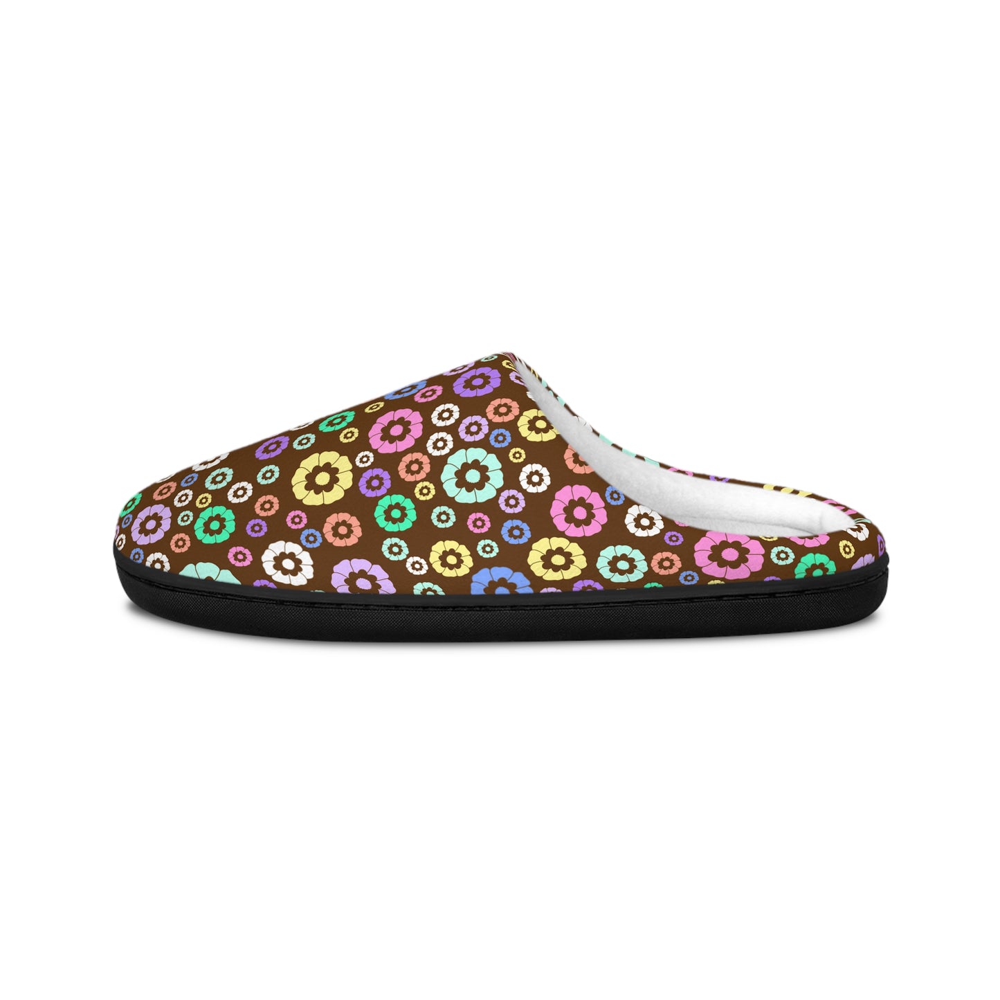 Round Flower Women's Indoor Slippers Brown