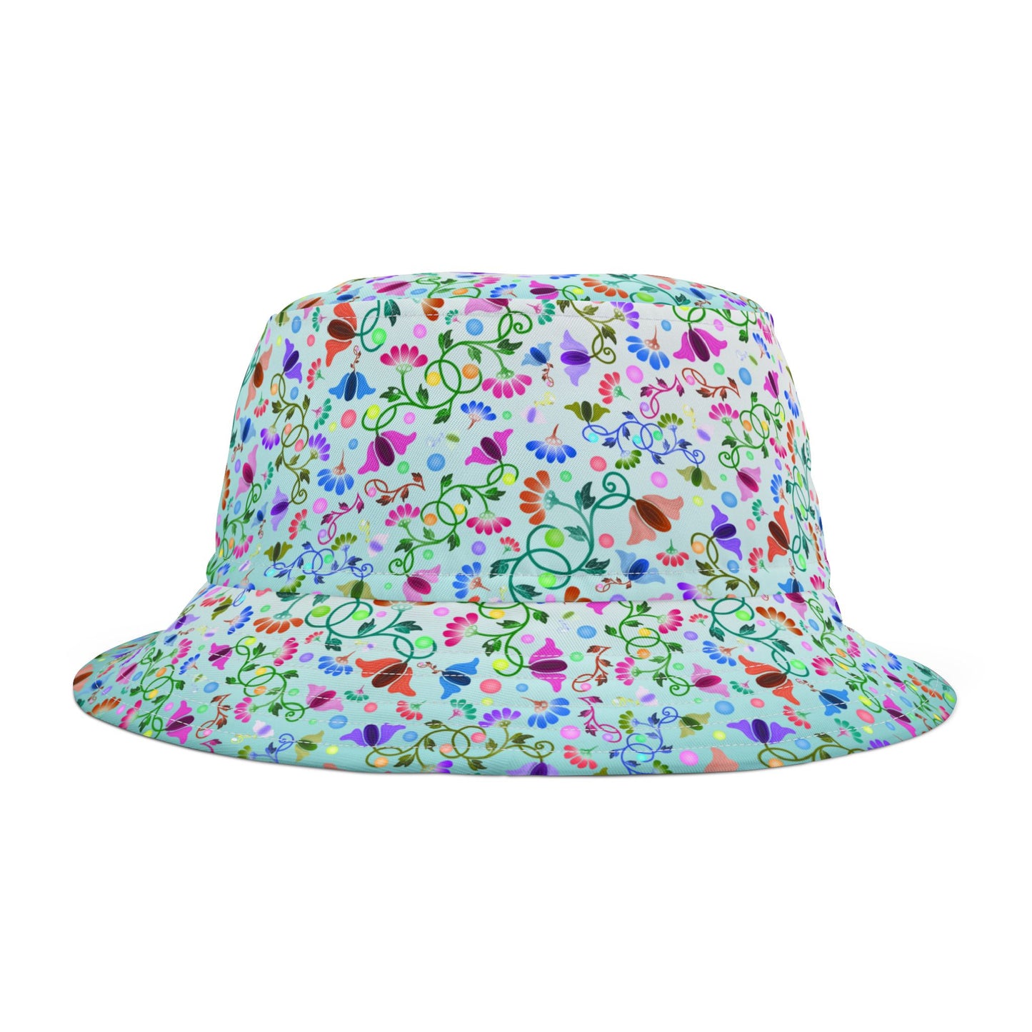 Curly Flower Bucket Hat Light Green