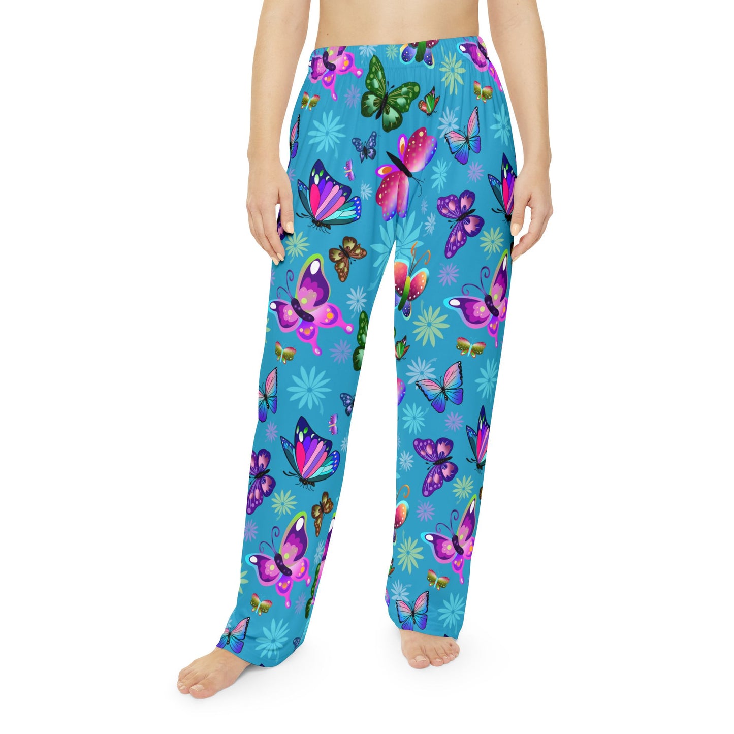 Turquoise Butterfly Pajama Pants