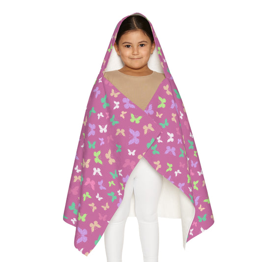 Pink Butterfly Youth Hooded Towel