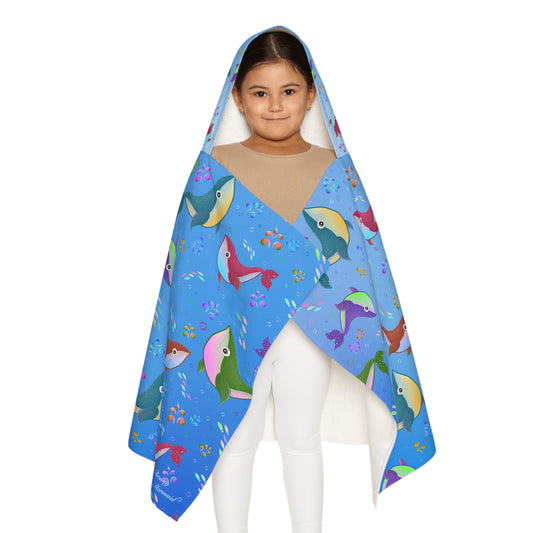 Whale Youth Hooded Towel Blue Ocean