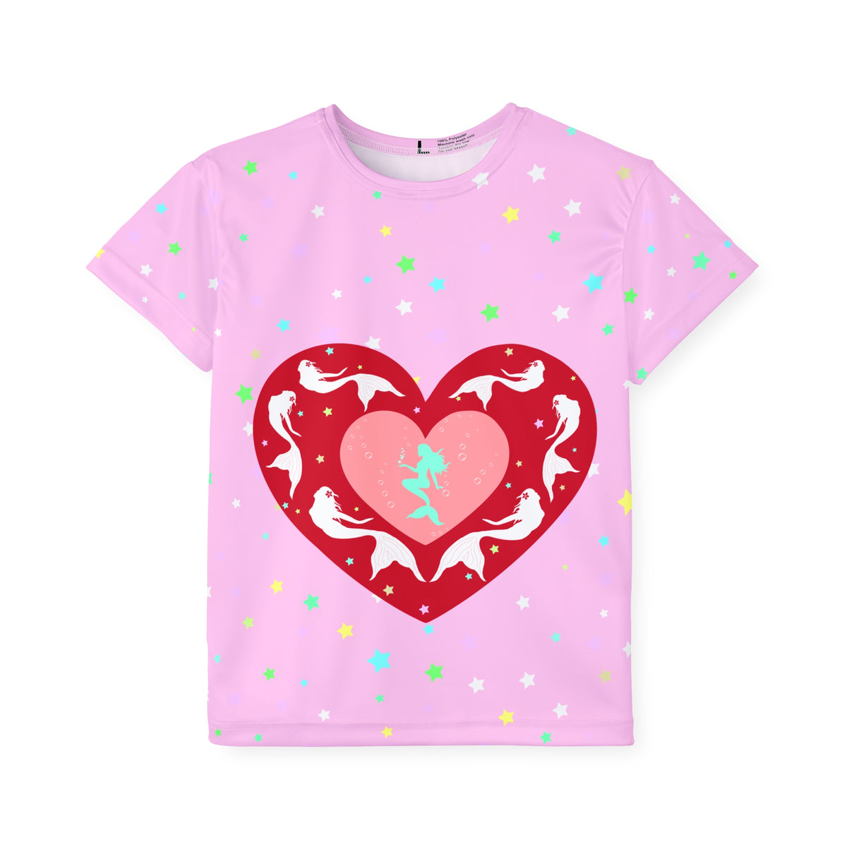 Light Pink White Mermaid in Heart Kids Sports Jersey