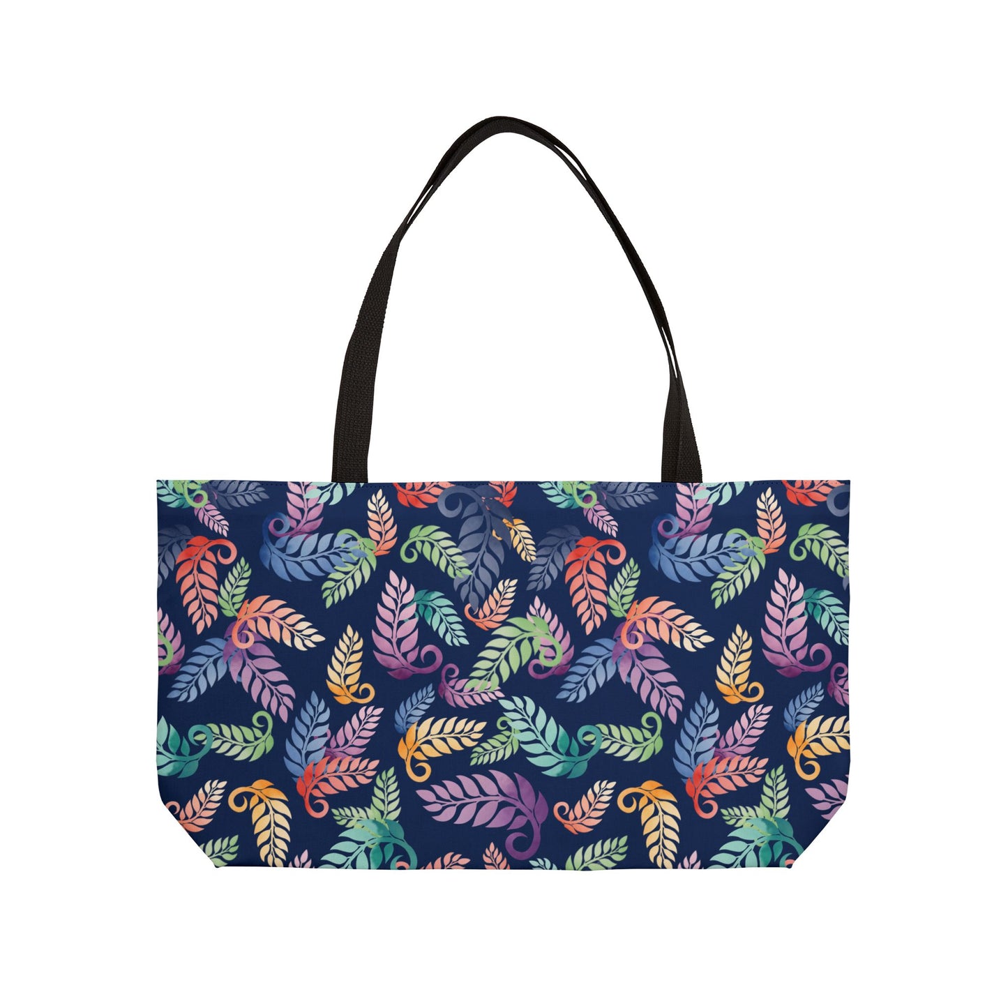 Colorful Tropical Leaf Weekender Tote Bag Blue