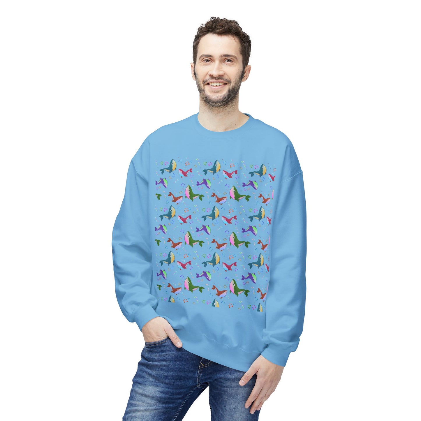 Colorful Whale Crewneck Sweatshirt