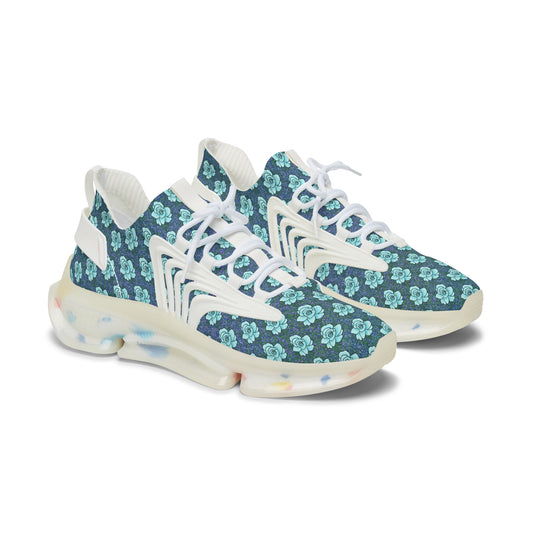 Roses Blue Women's Mesh Sneakers