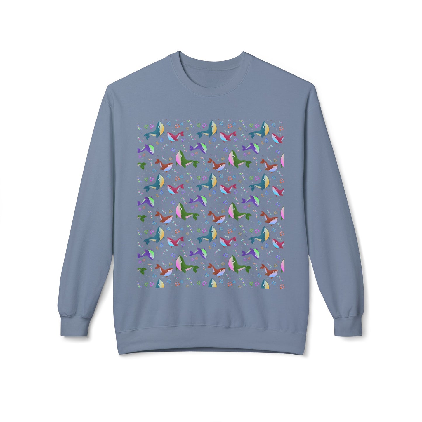 Colorful Whale Crewneck Sweatshirt