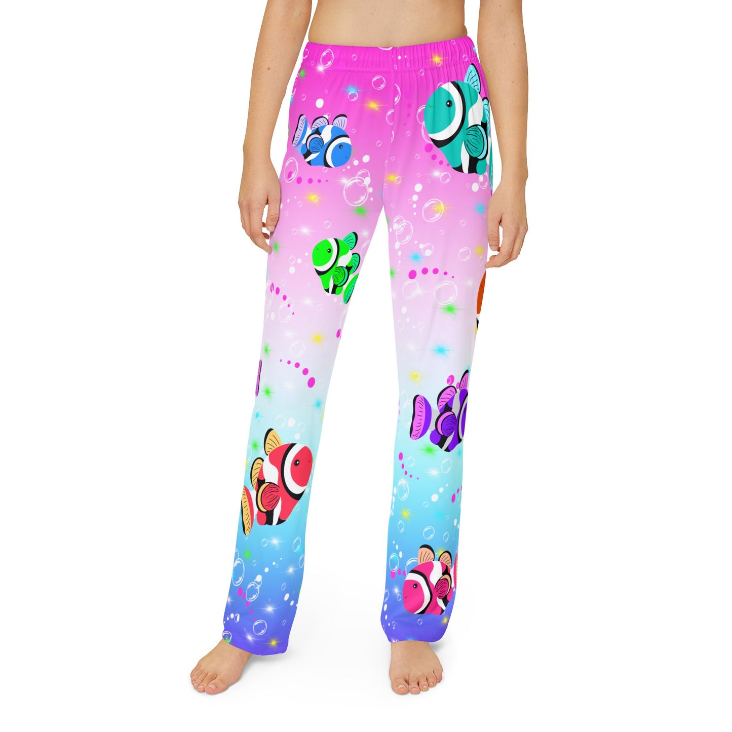Colorful Shiny Ocean with Clownfish Pajama Pants