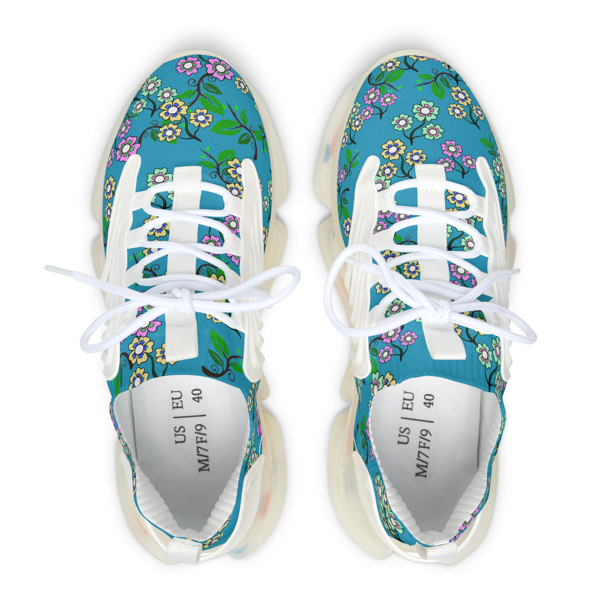 Flower Women's Mesh Sneakers Turquoise