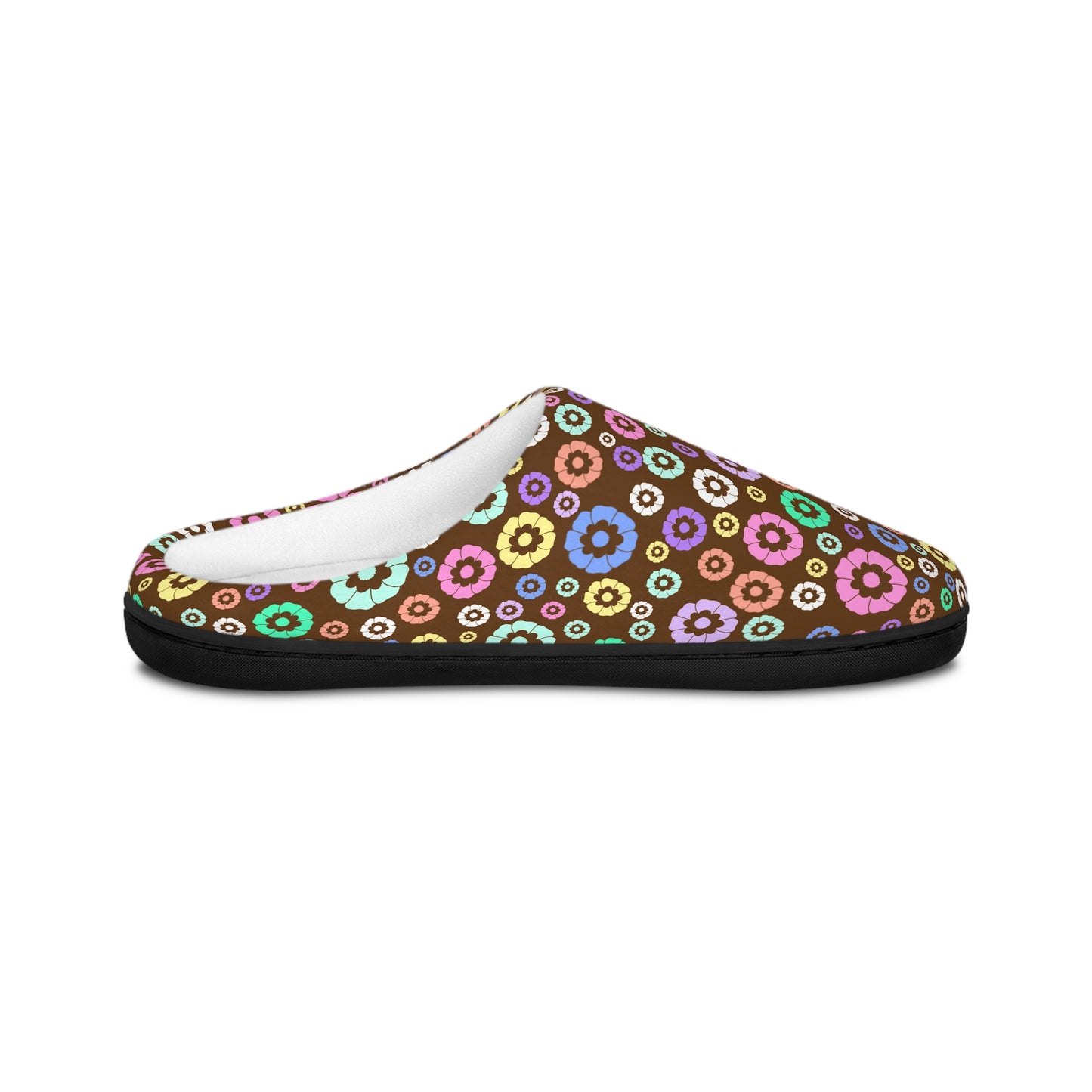 Round Flower Women's Indoor Slippers Brown