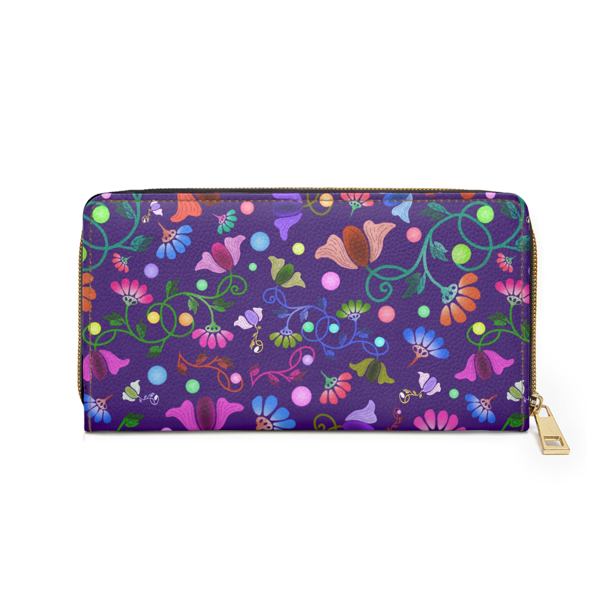 Flower Zipper Wallet Purple