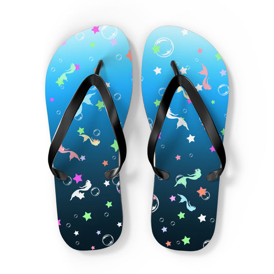 Mermaid Stars Blue Ocean Flip Flops