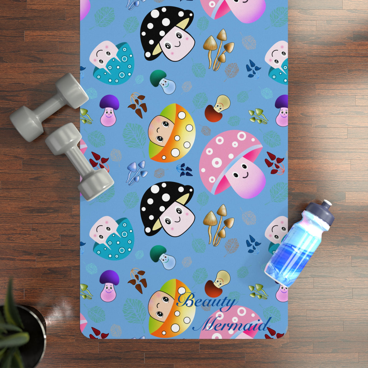 Mushroom Blue Yoga Mat