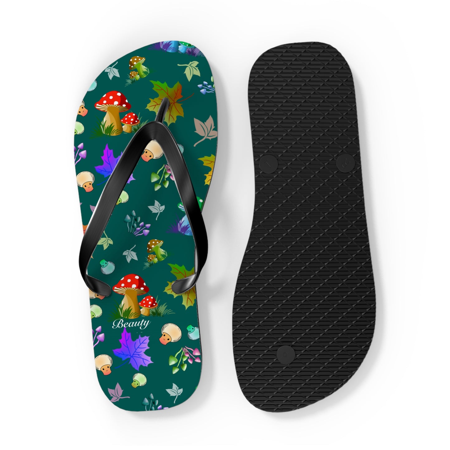 Mushroom Maple Leaves Flip Flops