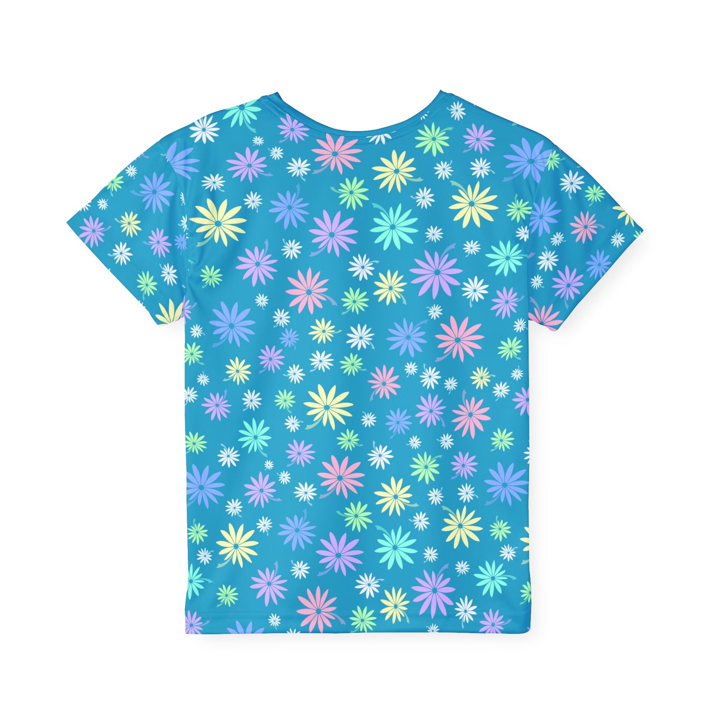 Turquoise Flower Kids Sports Jersey