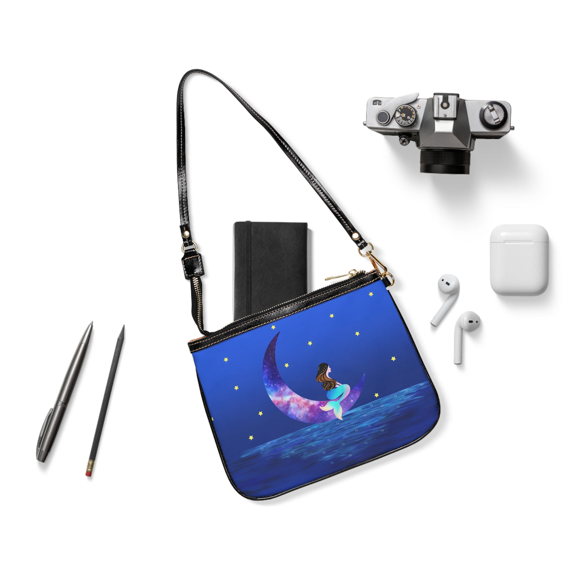 Mermaid Moon Starry Night Shoulder Bag