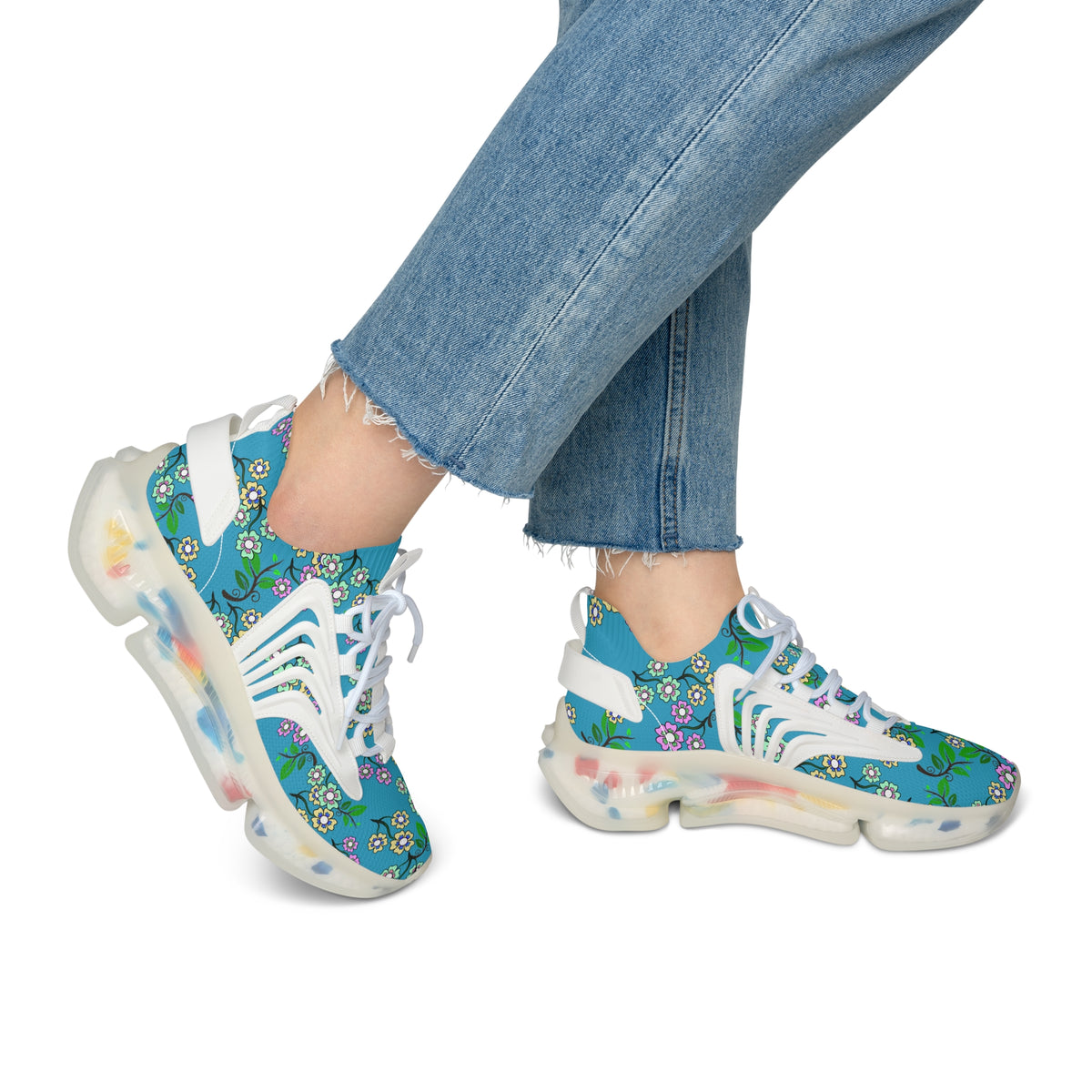 Flower Women's Mesh Sneakers Turquoise
