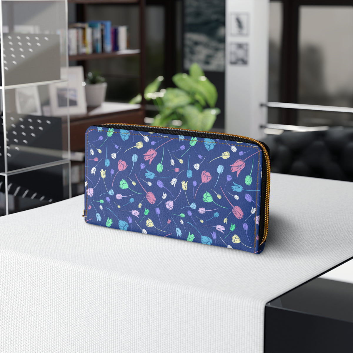 Tulip Zipper Wallet Blue