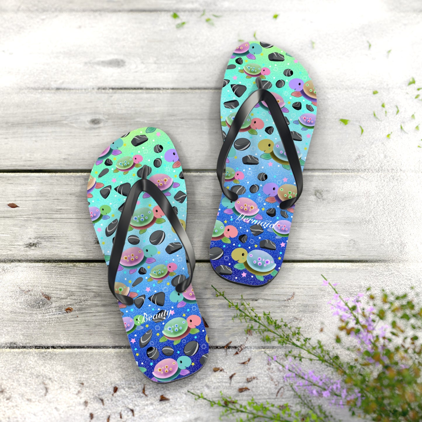 Turtle Flip Flops Blue Sand