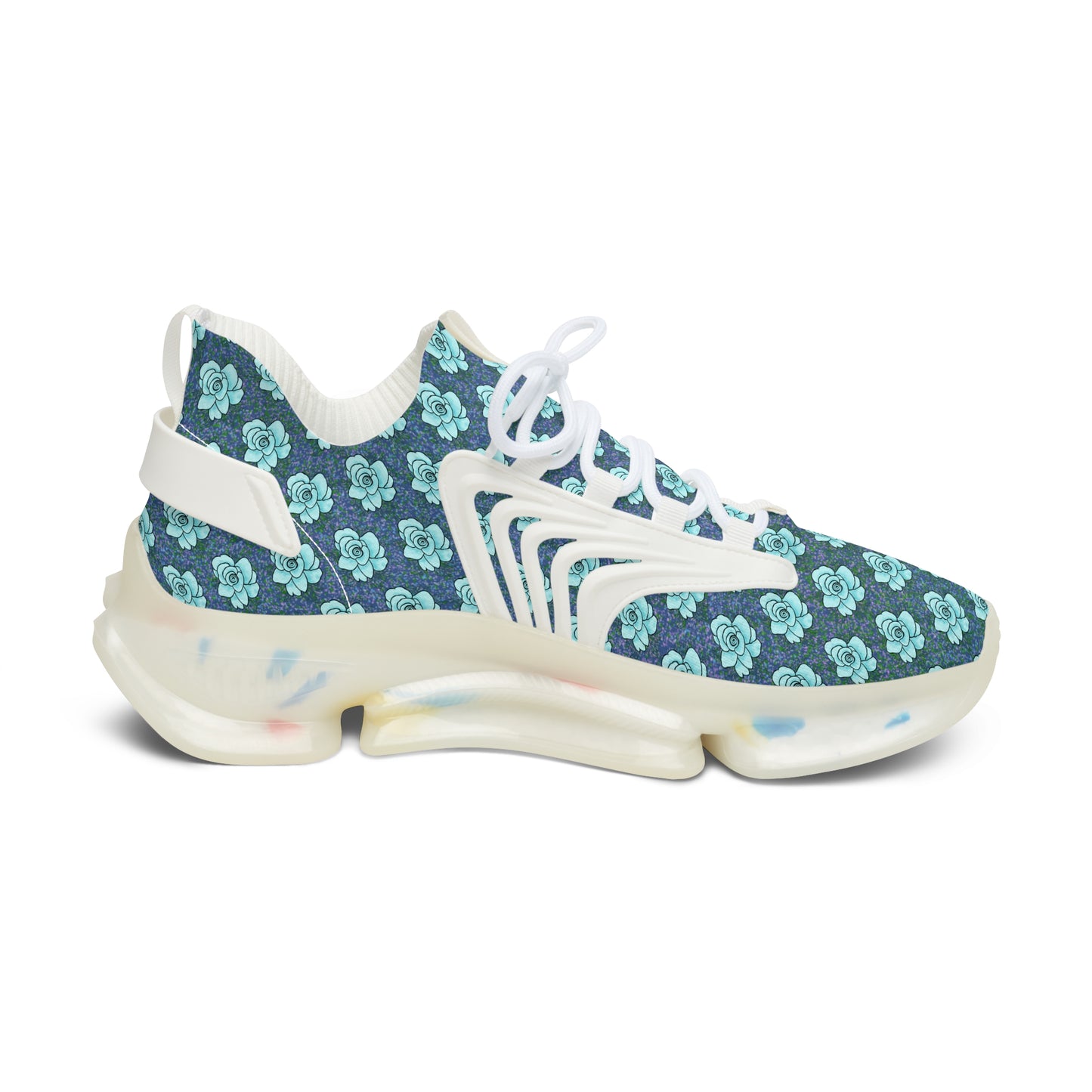 Roses Blue Women's Mesh Sneakers