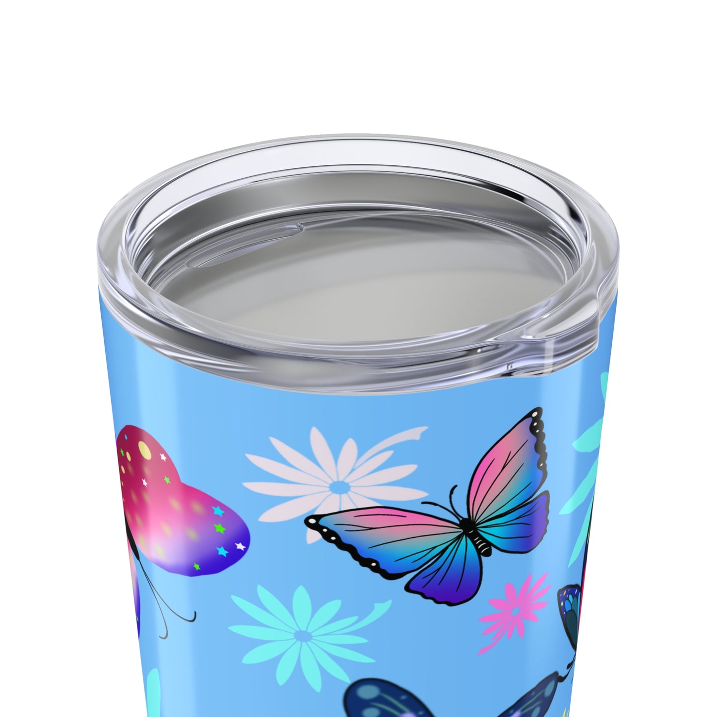 Butterfly Floral Light Blue Tumbler 20oz