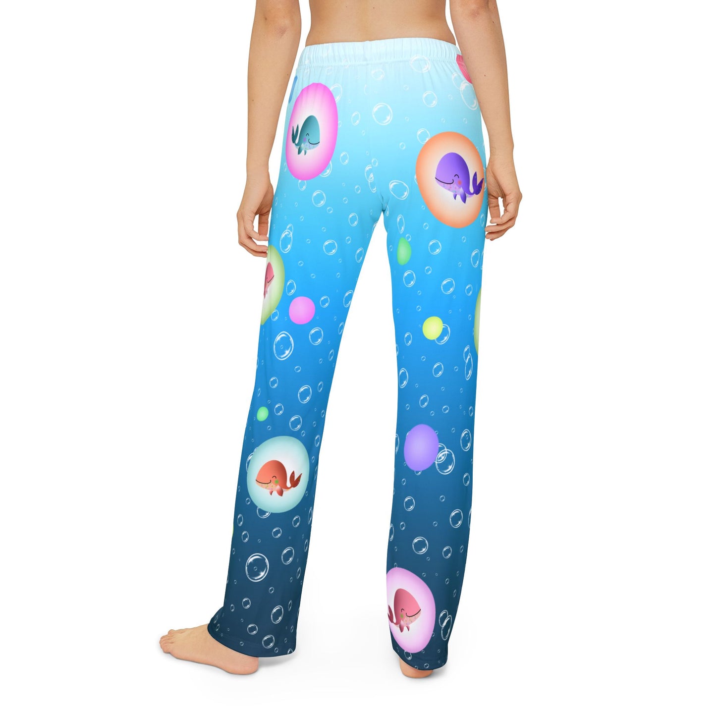 Colorful Whales & Bubbles Kids Pajama Pants