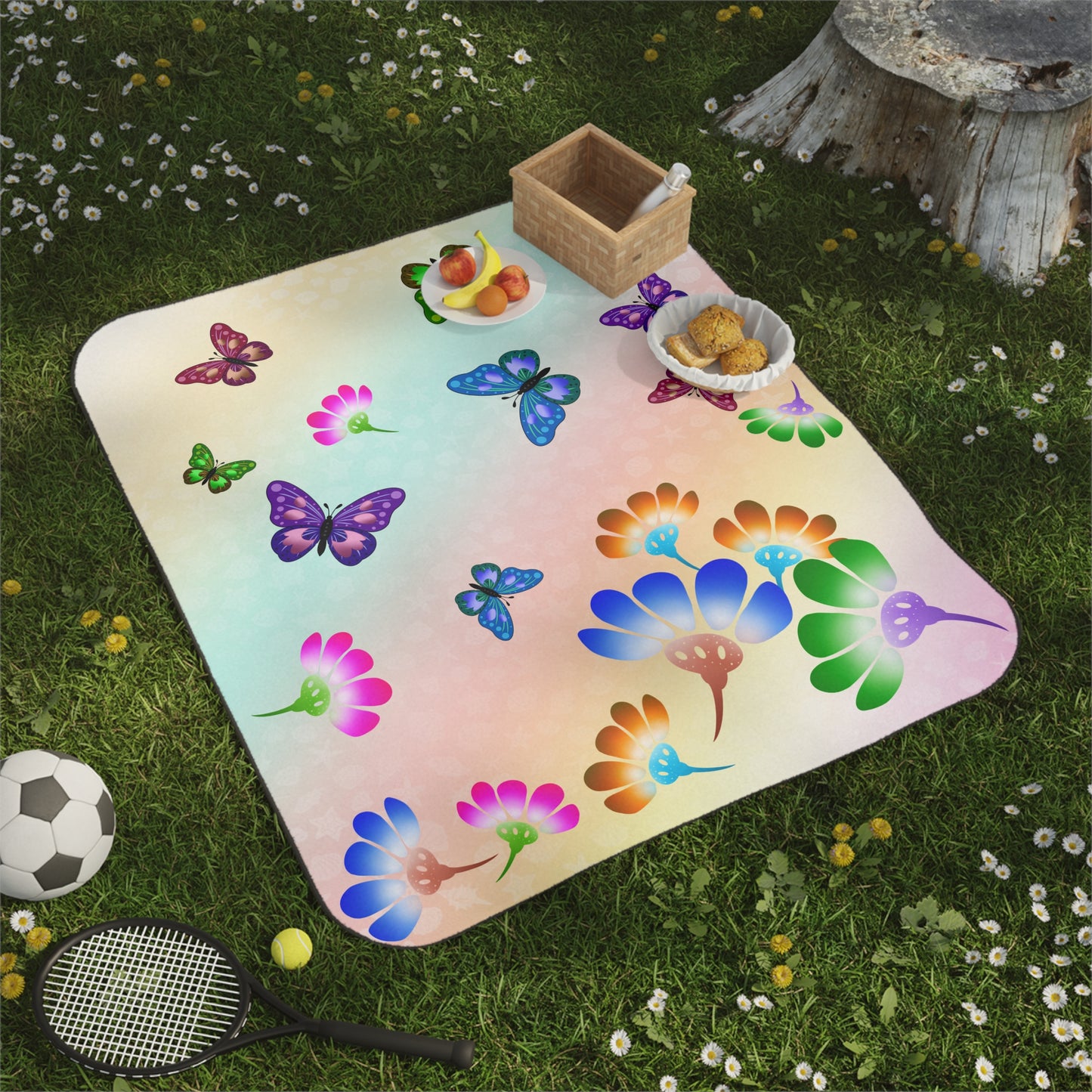 Flower Butterfly Picnic Blanket