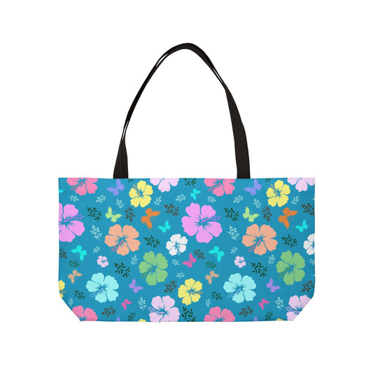 Flower Weekender Tote Bag Blue