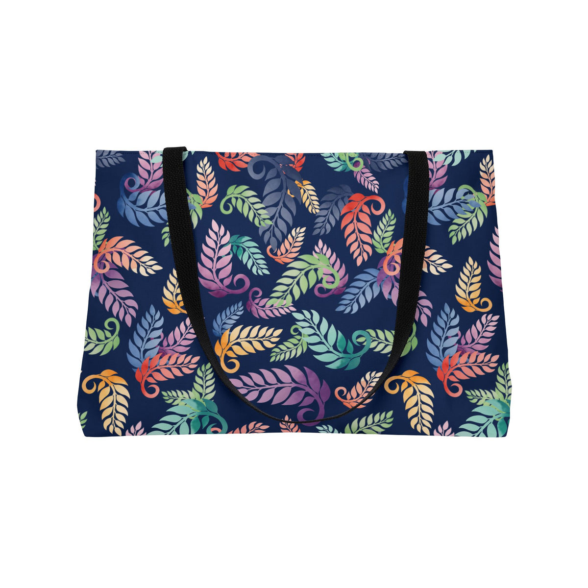 Colorful Tropical Leaf Weekender Tote Bag Blue