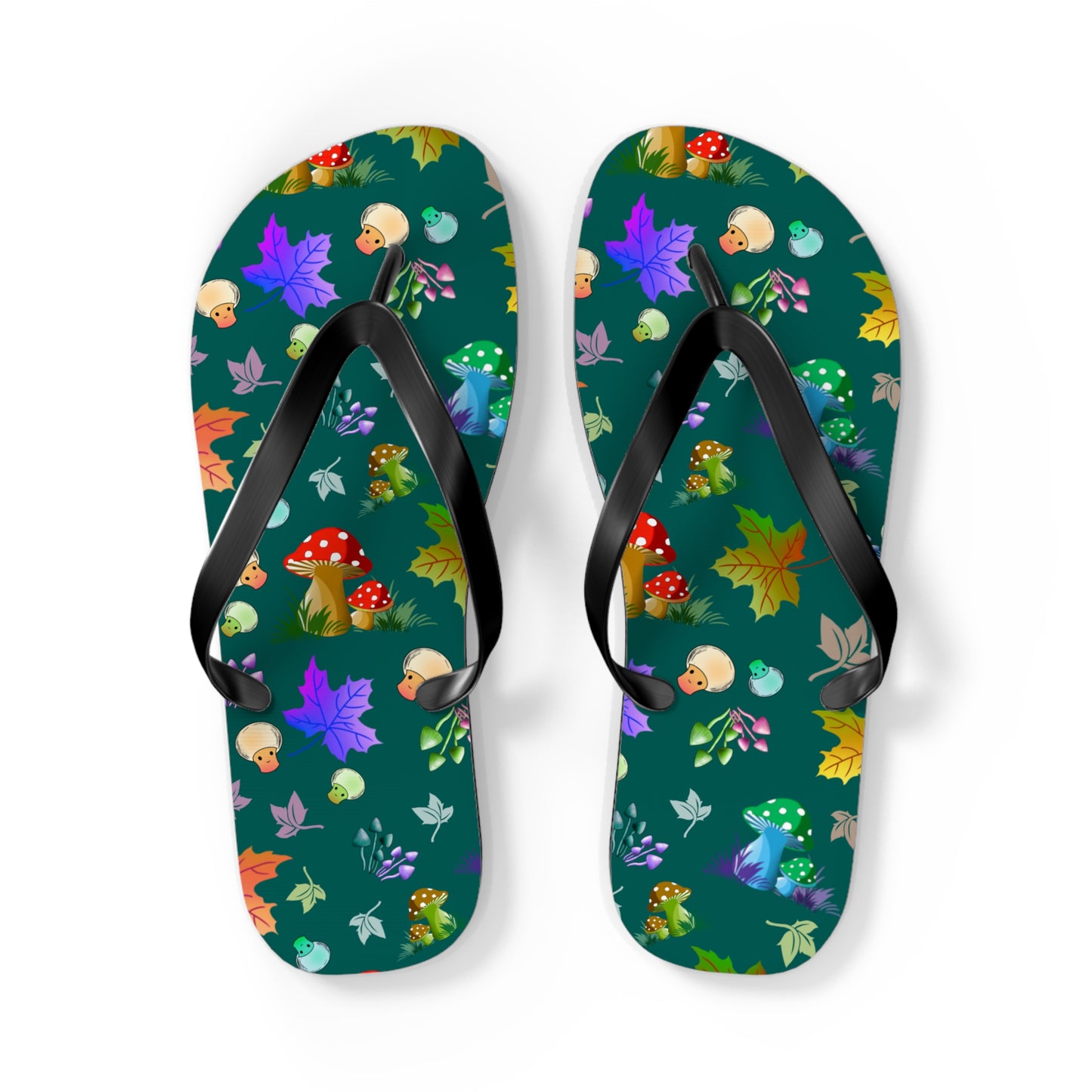 Mushroom Maple Leaves Flip Flops