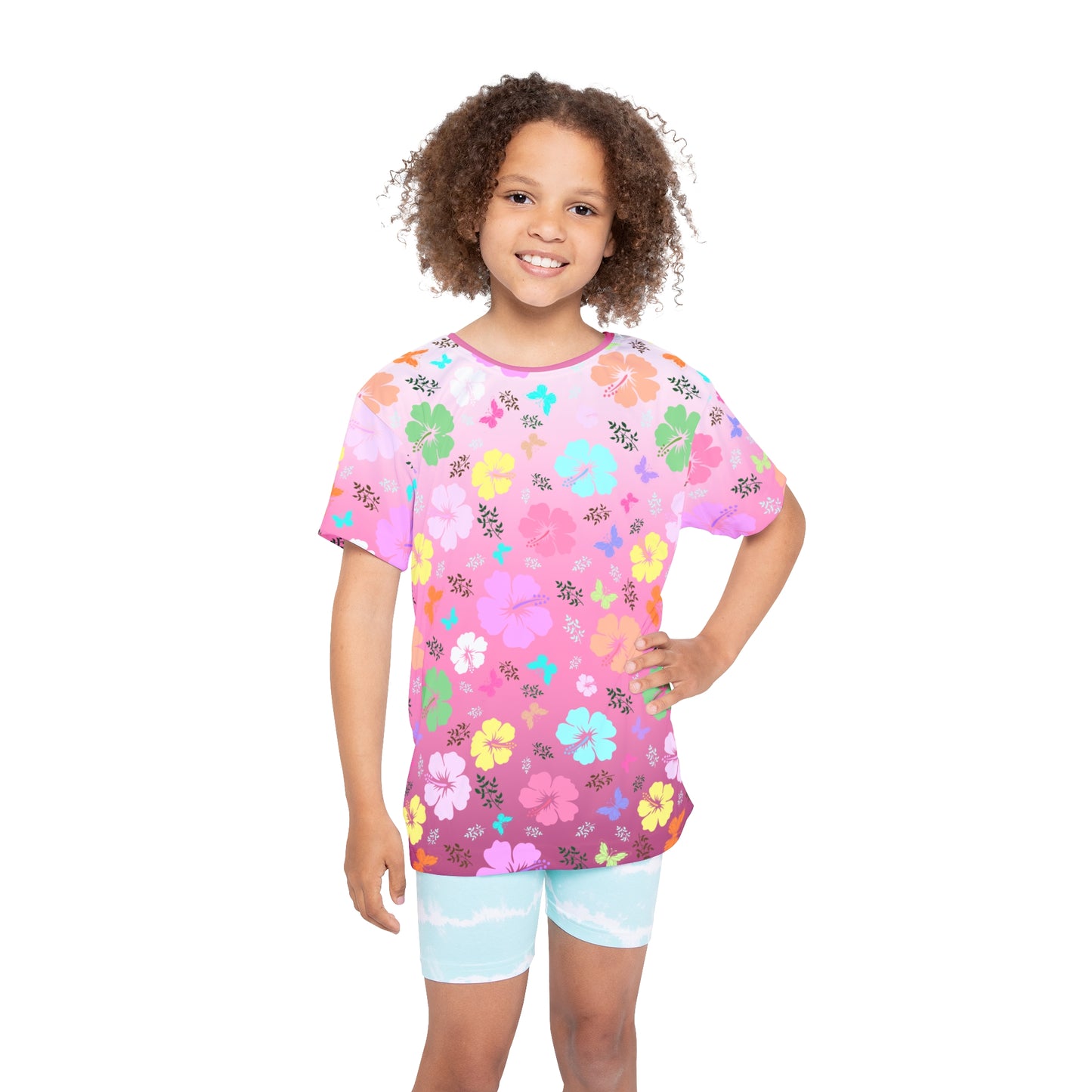 Pink Flower Kids Sports Jersey