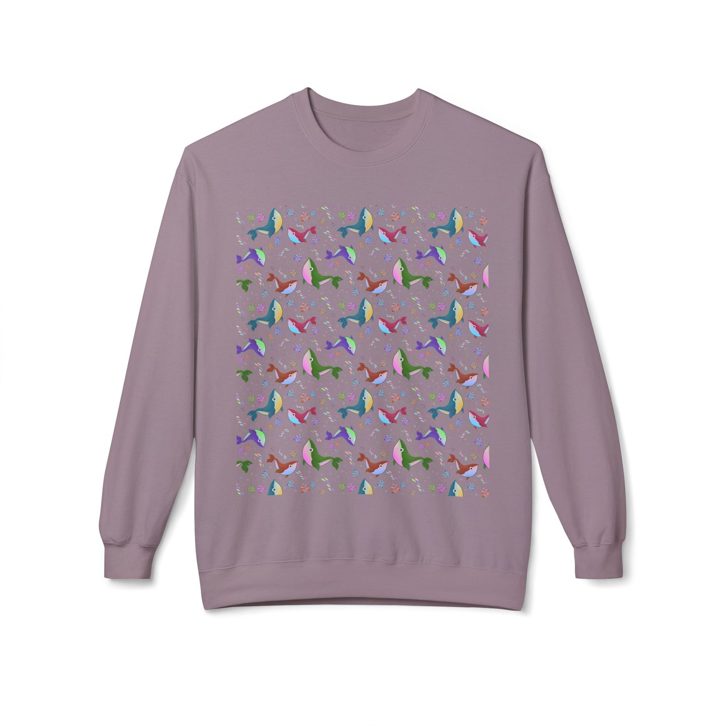 Colorful Whale Crewneck Sweatshirt