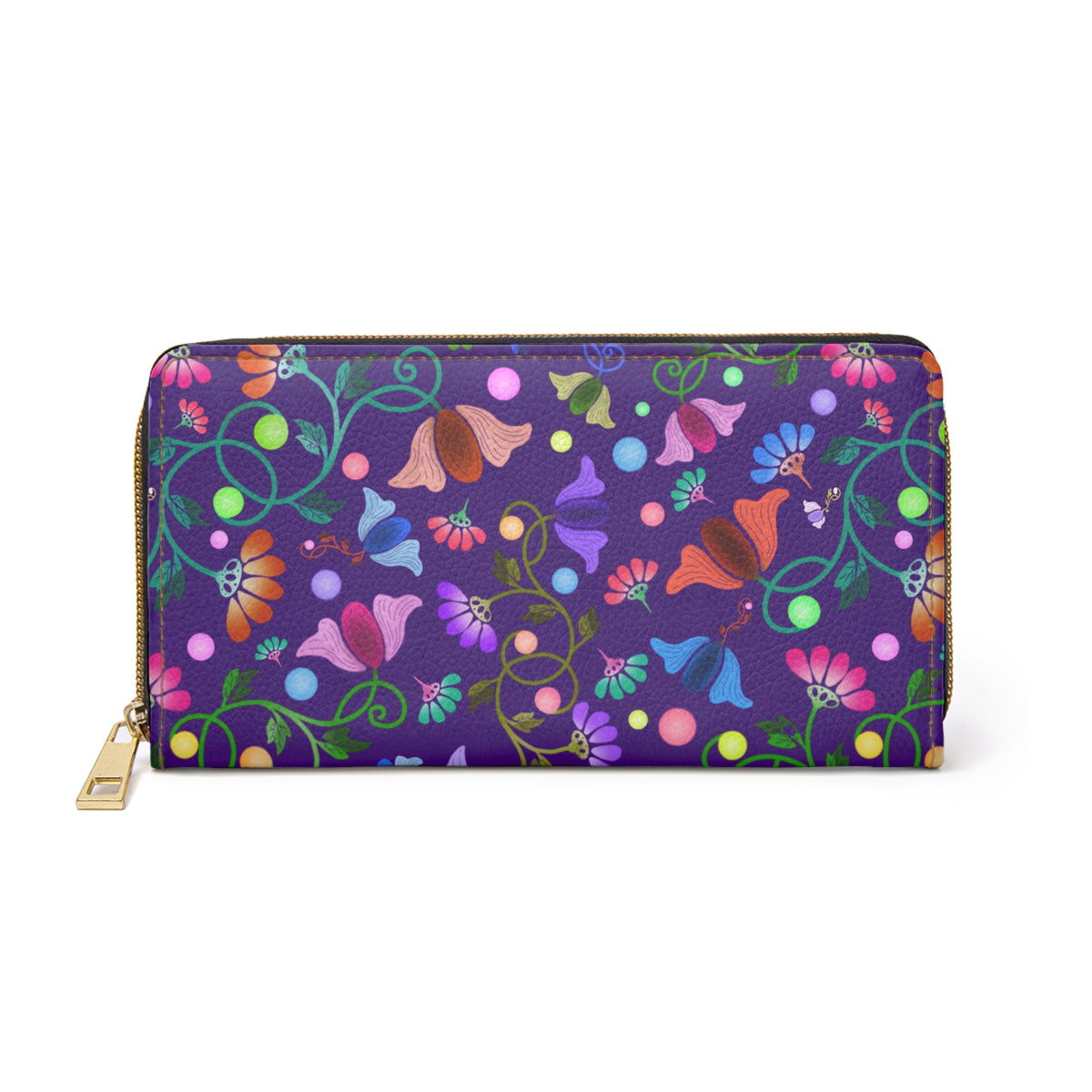 Flower Zipper Wallet Purple