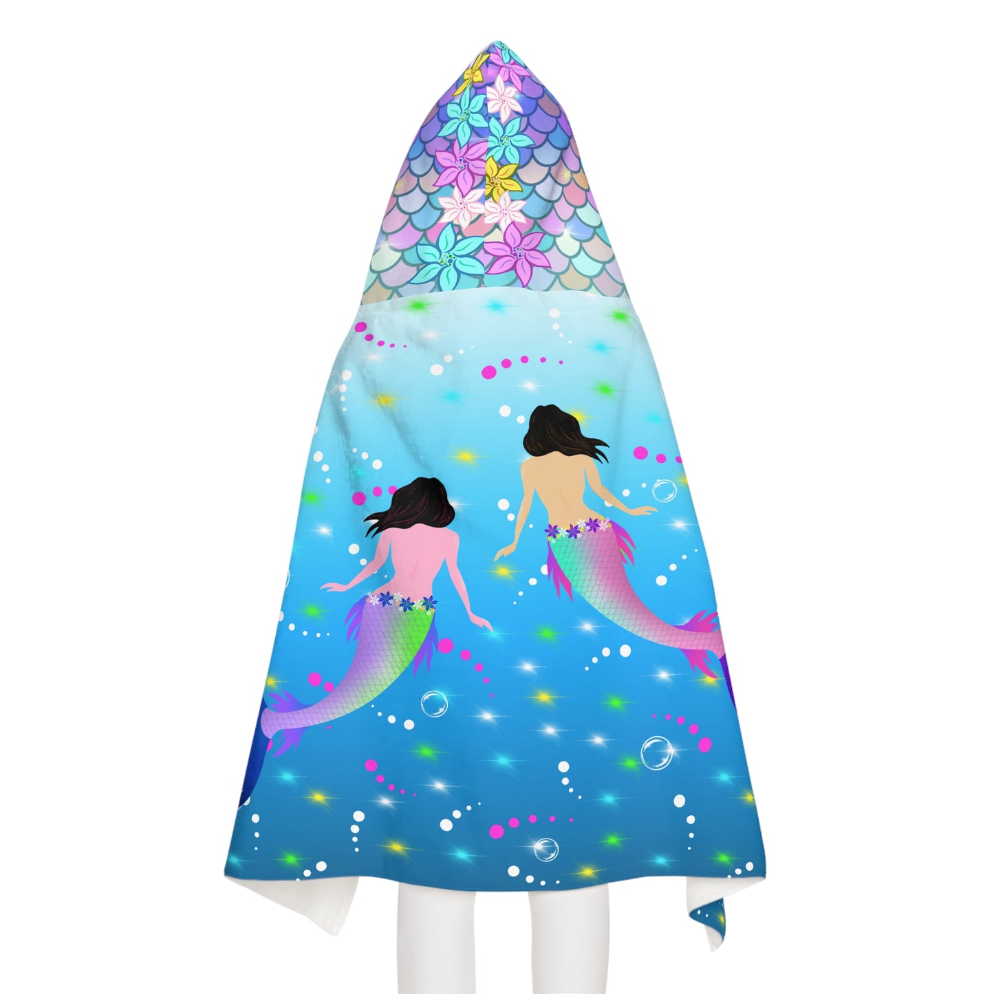Mermaid Shiny Ocean Youth Hooded Towel