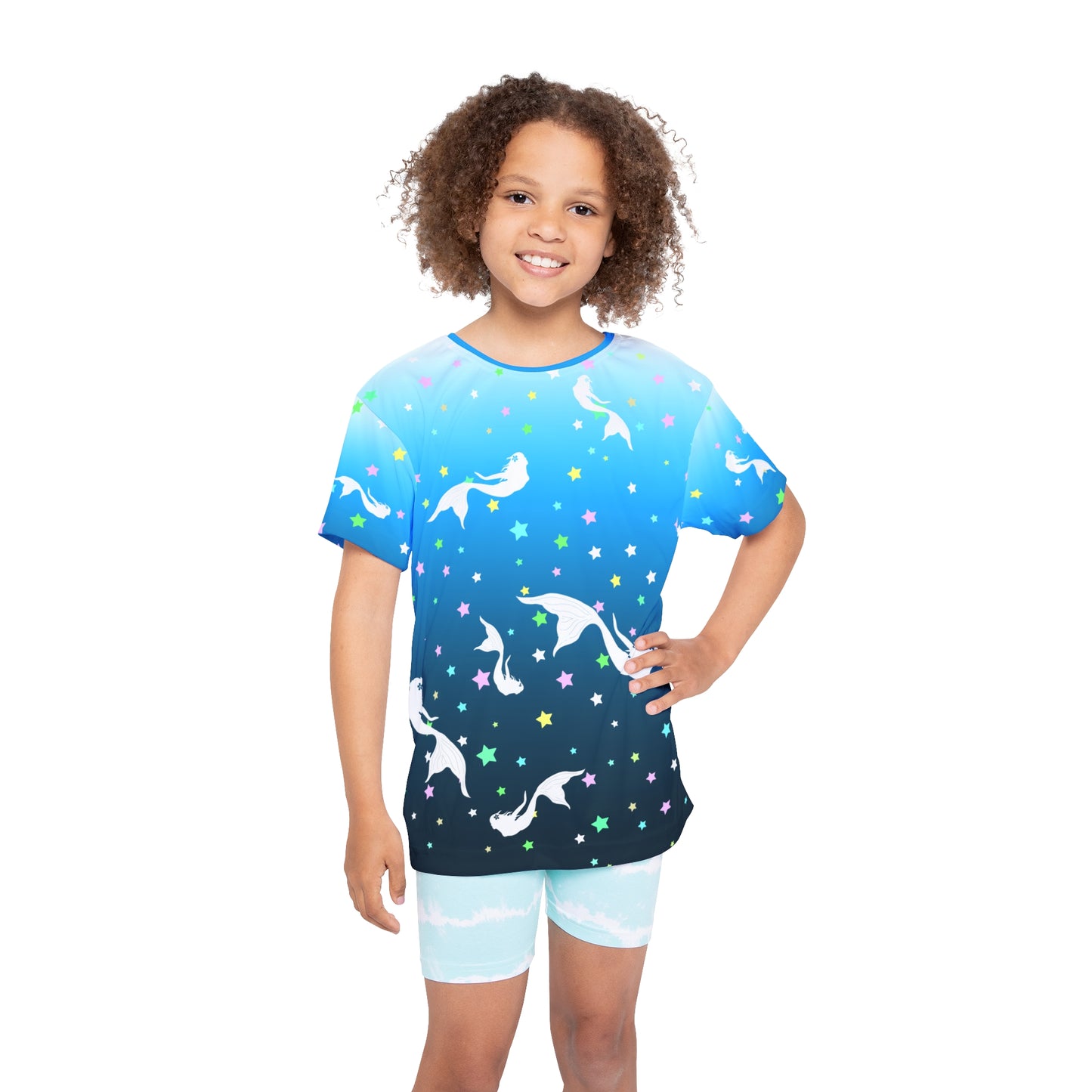 Deep Blue Sea White Mermaid Kids Sports Jersey