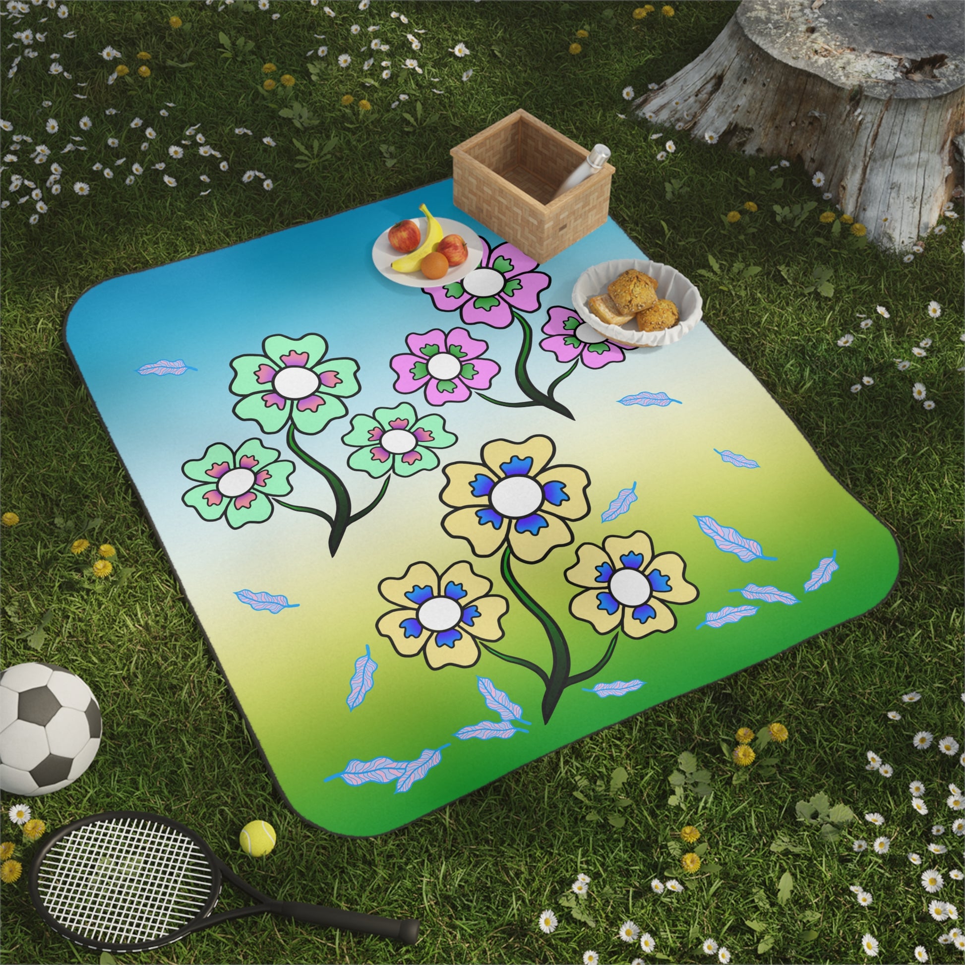 Flower Colorful Garden Picnic Blanket