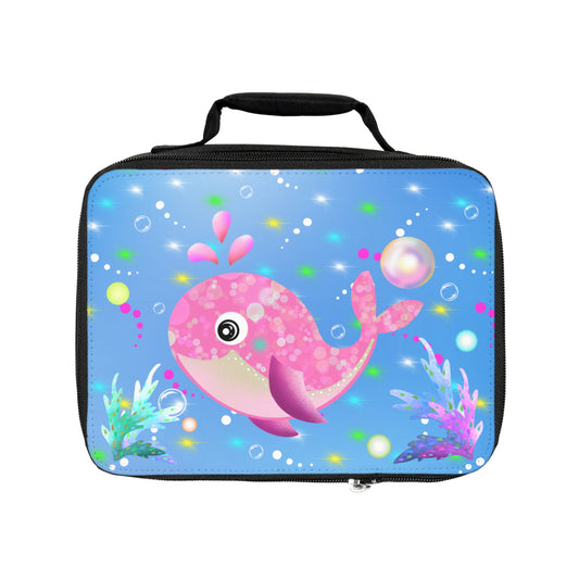 Pink Whale Blue Ocean Lunch Bag