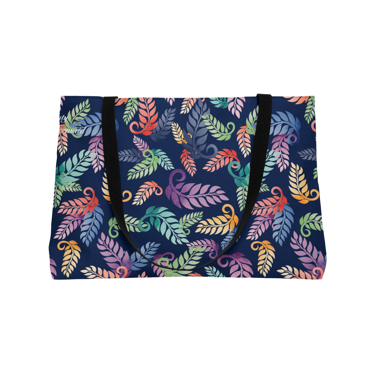 Colorful Tropical Leaf Weekender Tote Bag Blue