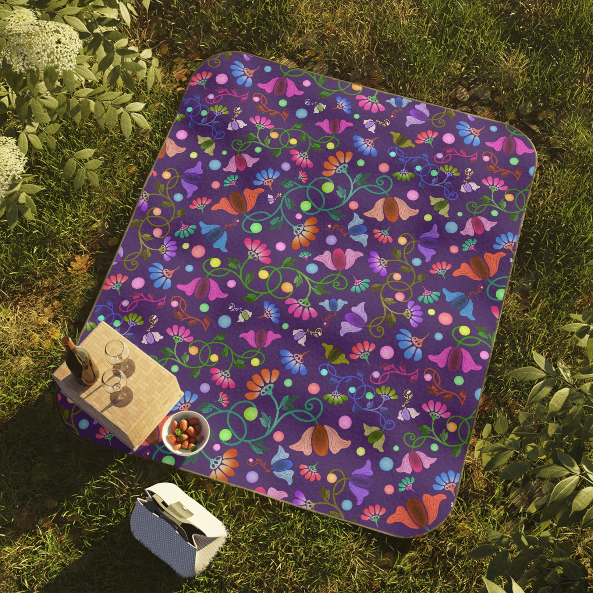 Flowers with Vines Picnic Blanket