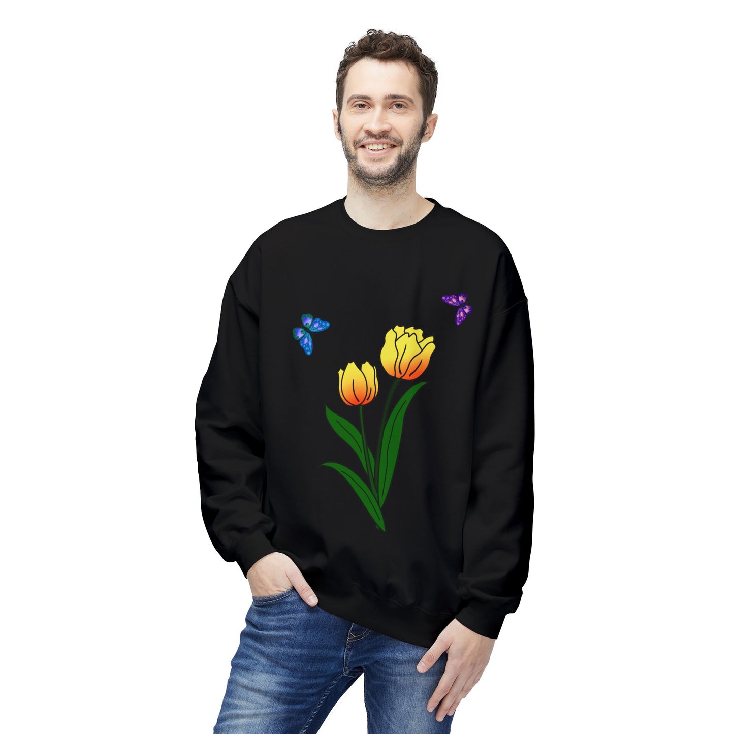 Tulip Butterfly Flower Crewneck Sweatshirt